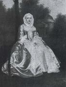 Probably Dorothy Savile,Countess of Burlington,seated in the Orange tree garden at Chiswick